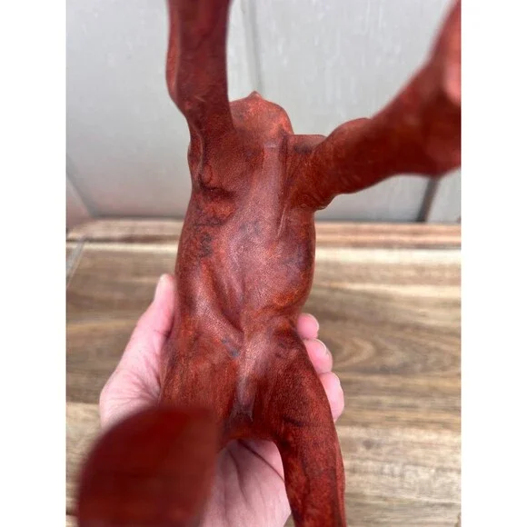 Vintage Hand Carved Wooden Camel Statue Red Toned Wood Figurine Sculpture Large - Picture 7 of 11